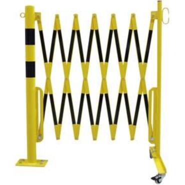 Expanding barrier with fixed demarcation post, Ø 60 mm, yellow/black